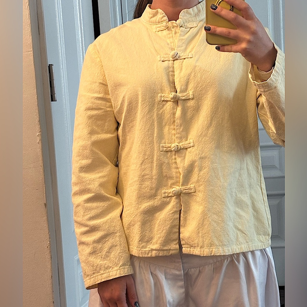 Men’s Cream Traditional Chinese Frog-Button Shirt - Picture 3 of 5